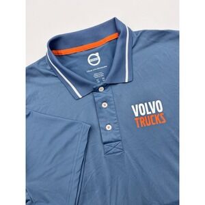 Volvo Men's Polo‎ Shirt 3XL Blue Solid Official Performance Volvo Trucks Stretch